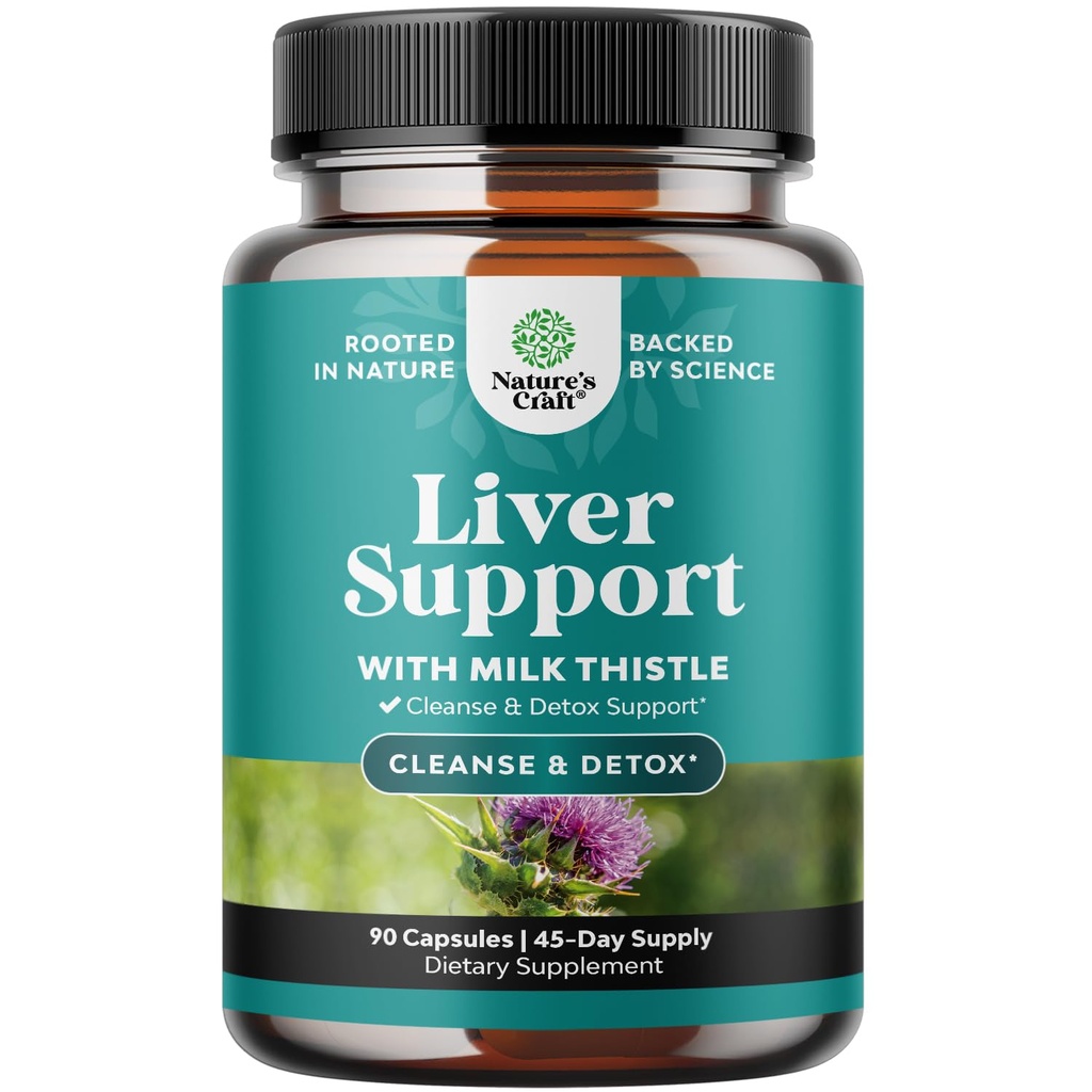 Naturas Craft Ficat Cleanse Detox & Reparatii - Herbal Ficat Suport Milk Thistle Supliment - Silymarin Milk Thistle Suplimente cu Root Dandelion, Choline, Beetroot & Extract de Anghinare - 90 Conte