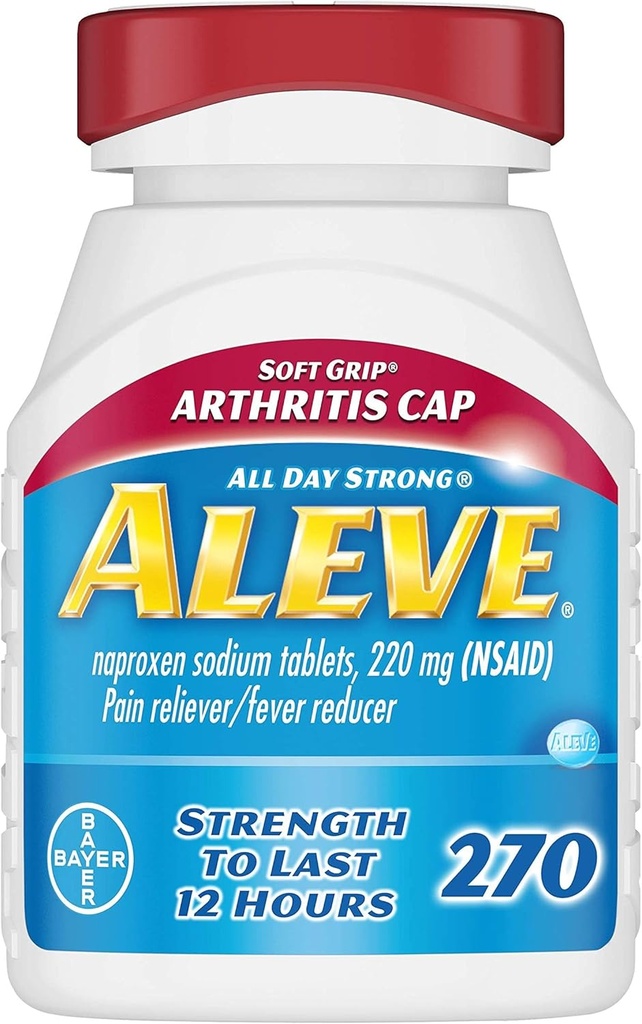 Aleve Soft Grip Cap Artrita Cap tablete, acţionând rapid toată ziua durere de ajutor pentru dureri de cap, dureri musculare şi reducerea febrei, naproxen capsule de sodiu, 220 mg, 270 Conte