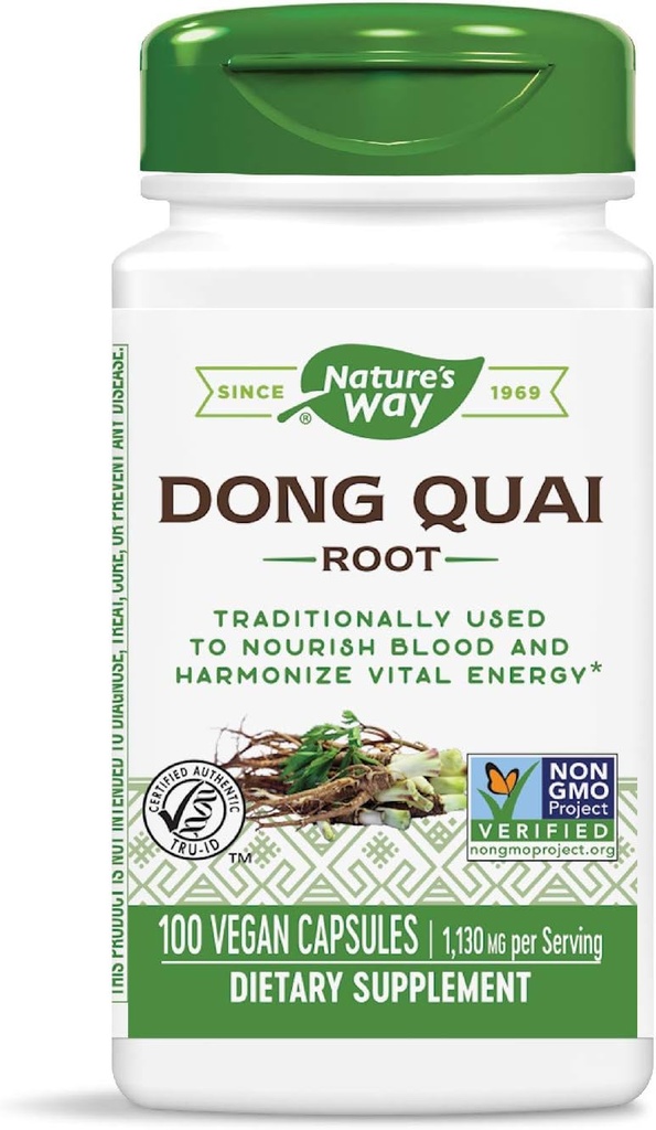 Natura's Way Dong Quai Root, 565mg, 100 capsule (Pachet de 2)