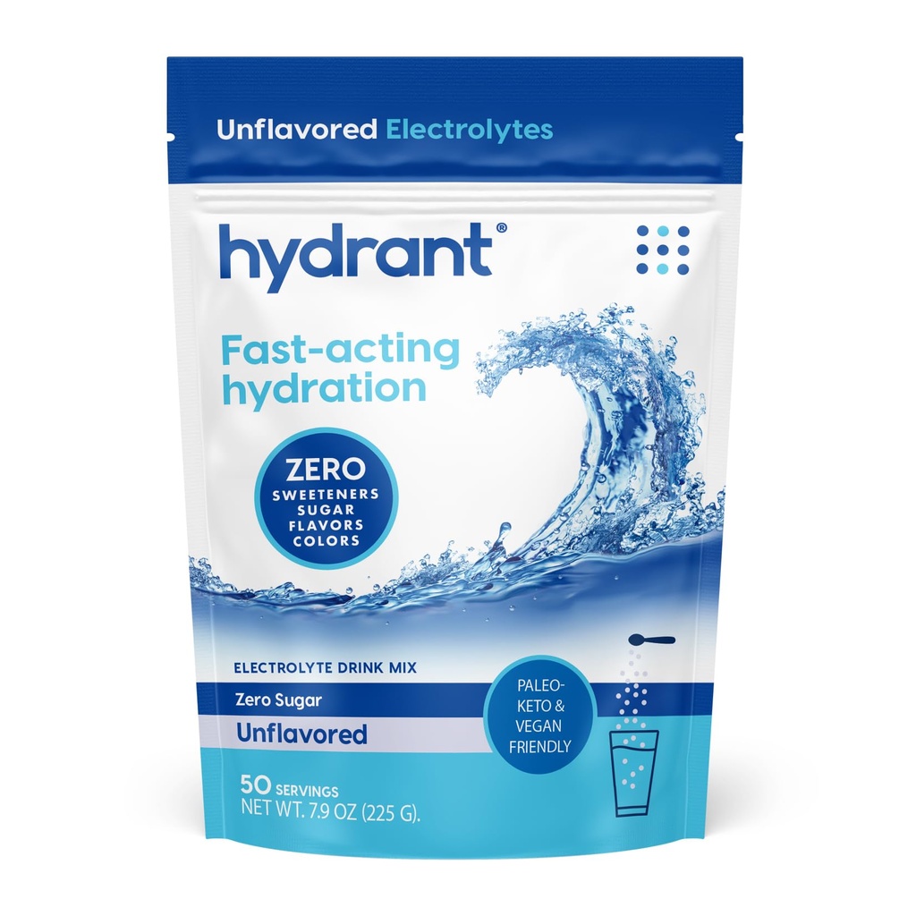 Hidratare - Bulk Hidratare pulbere, Nearomate, 50 Serviri rapid Acting Electrolit Rehidratare pulbere - Zero zahăr Aroma băutură Mix pentru utilizare zilnică, Travel & Antrenamente