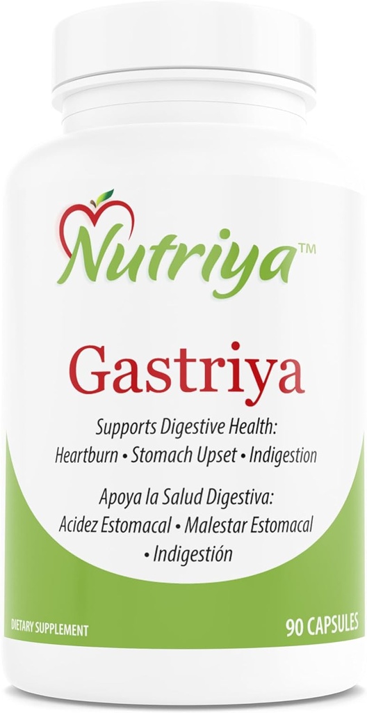 Nutriya Gastriya - Releaseves Acid Reflux și arsuri la stomac natural, Regulează Acid gastric și susține Digestion sănătos, 90 Conte (Pachetul de 1)