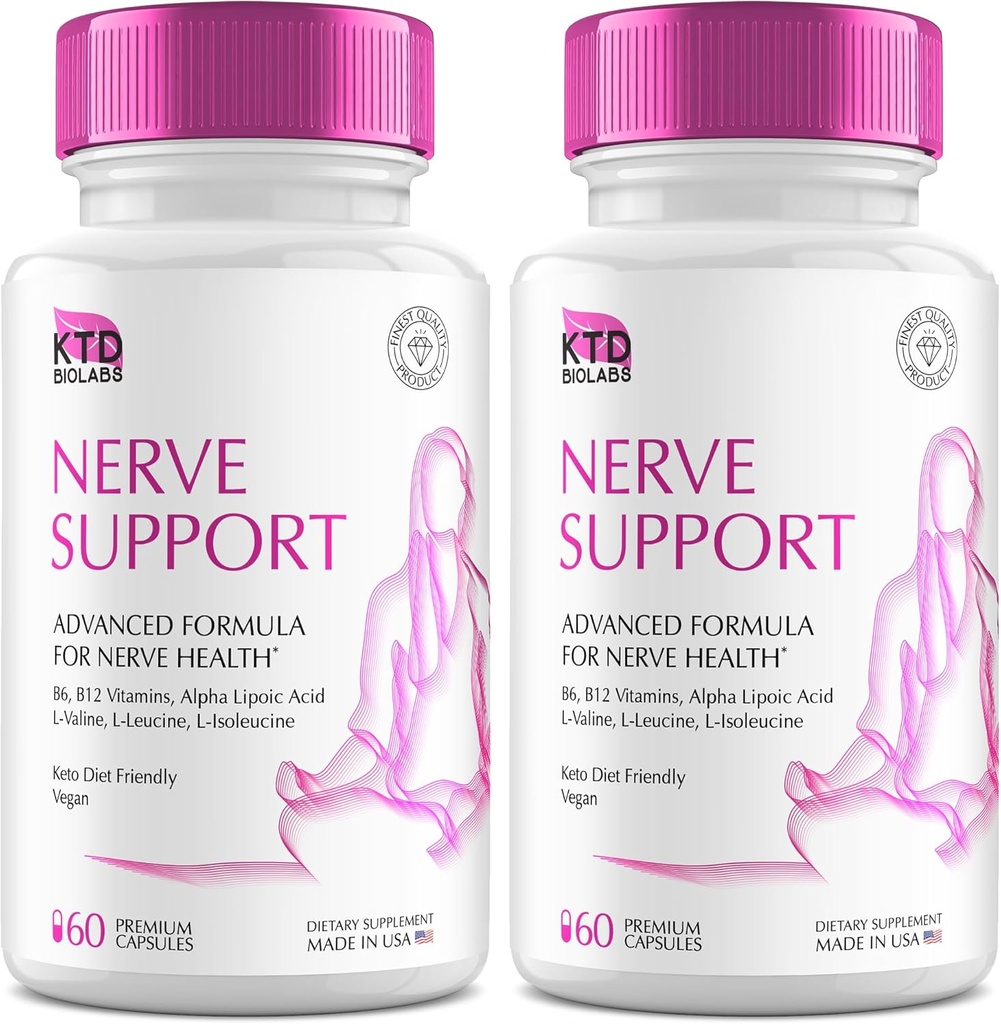 Pachet de 2 Nervi Salvator pentru Neuropatie 828mg, Advanced Nervi Supplement, Reînnoirea pentru Picioare Sanatos, Cel mai bun Regen cu Alfa Acid lipoic, Vitamine D, B6, B12-60 Capsule
