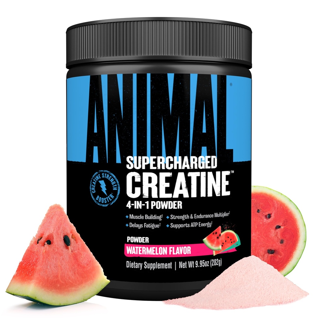 Animal Supercharged Creatina pulbere - aroma Creatina Monohidrat imbunatatit cu betaina Anhidru, PurpleForce & Senactiv, Putere, Rezistenta, Recuperare musculara pentru barbati si femei - Pepene verde, 300g