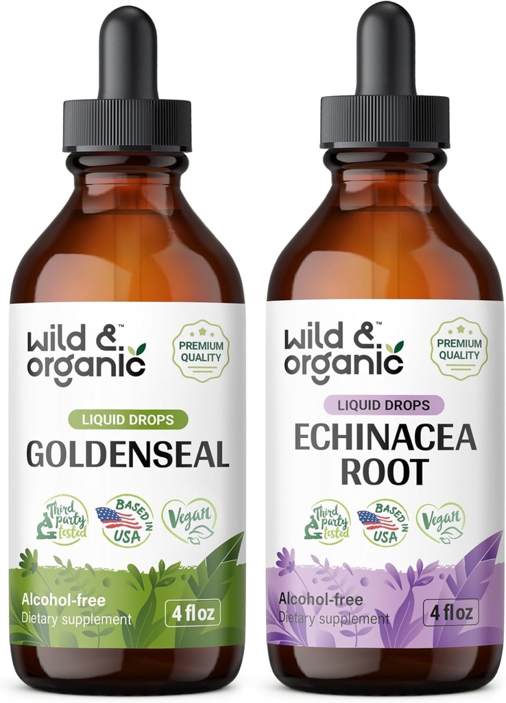 Tinctură de aur sălbatic și organic 4 fl oz & Echinacea Tincture 4 fl oz