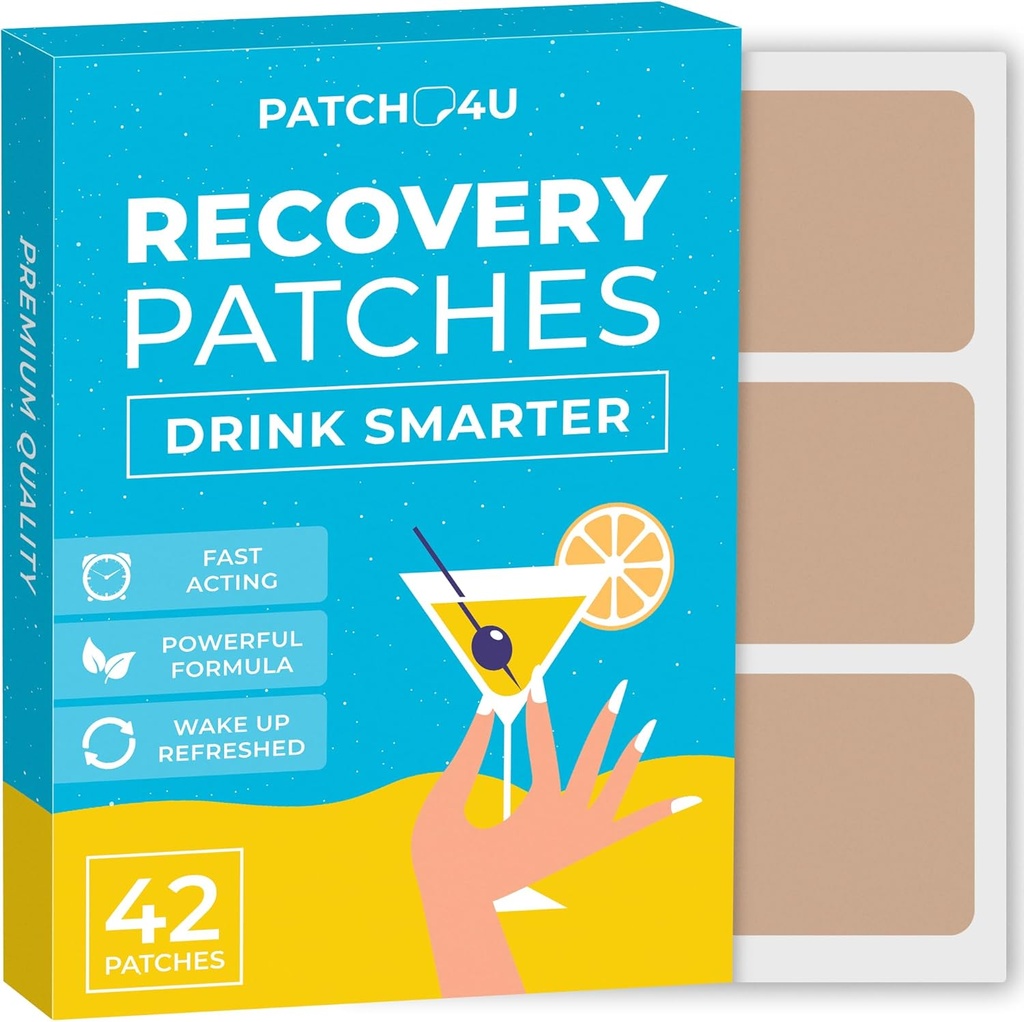 Party Recovery Patches 42 Pack - trezire Reîmprospătat & Energized with Our 100% Natural Ingredients Patch - Skin-Prietenly & Waterproof - Aplicați înainte de băut - Enhanced Morning Formula