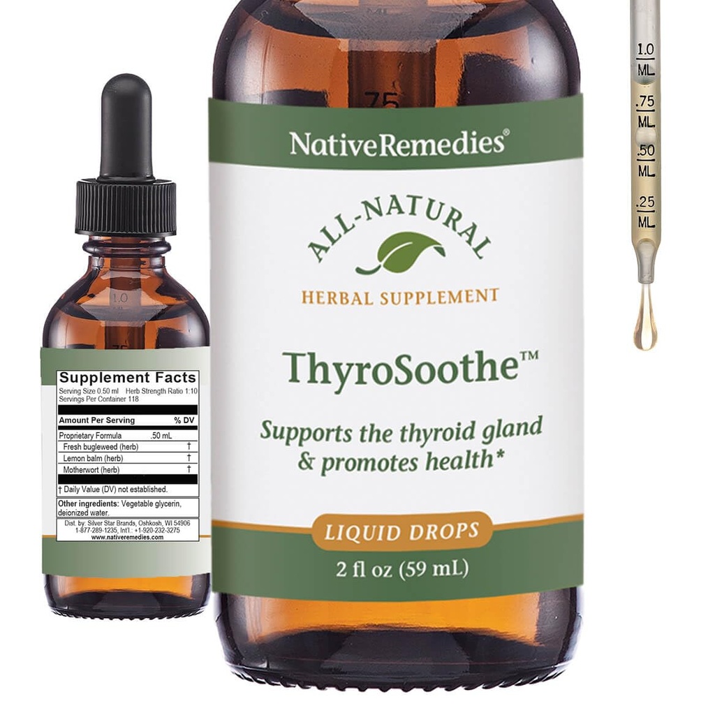 Remedii native ThyroSoothe - All Natural Herbal Supplement Soothes The tiroidy Gland - Supports Systemic Balance in The Enwise System and Tiroidal Gland - 59 ml