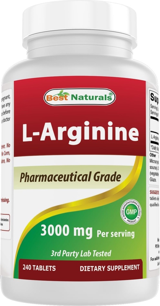 Cele mai bune naturale L-Arginine 3000 mg per servire - 240 comprimate - grad farmaceutic - non-GMO & Gluten gratuit - Made in the USA