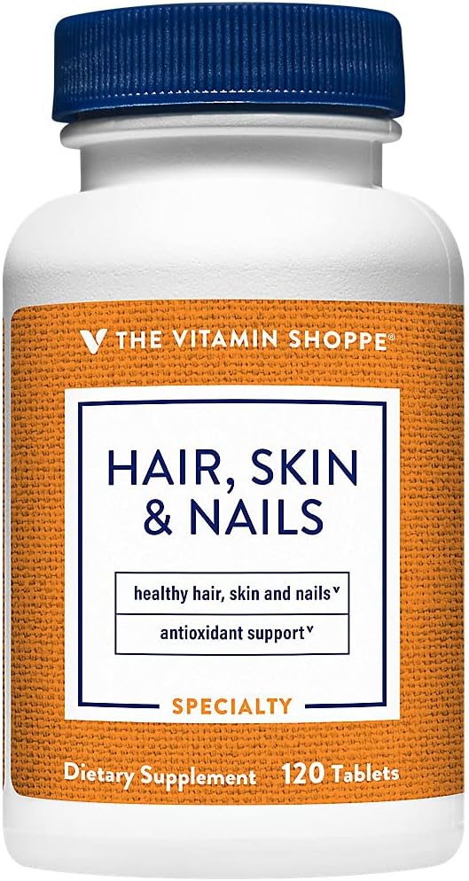 Părul de vitamina Shoppe, piele și unghii, cu 400MCG de Biotin, Suport pentru păr vibrant sănătos, Piele sănătoasă și unghii puternice (120 comprimate)