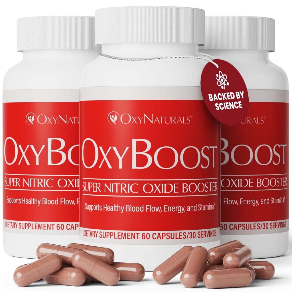 OxyBoost Oxid de azot suplimentar pentru bărbaţi şi femei - susţine circulaţie, Heart Health, Energie, Claritate mentală şi fluxul de sânge - Formula naturală cu Vinitrox - 180 capsule (Pachet de 3)