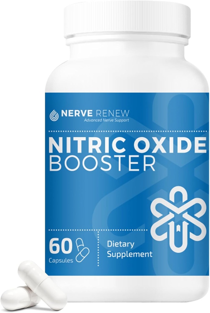Nervi Reînnoirea Booster de oxid de azot - Suplimentul de oxid de azot cu L Arginină Hydrochloride pentru nutrirea completă a nervilor - 60 capsule