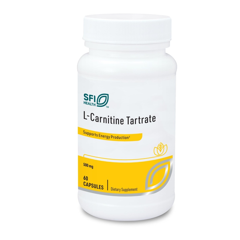 Klaire Labs SFI Health L-Carnitina Tartrat - Aminoacid 500 mg, L-Carnitină stabilizată - Fără D-Carnitină sintetică (60 capsule)