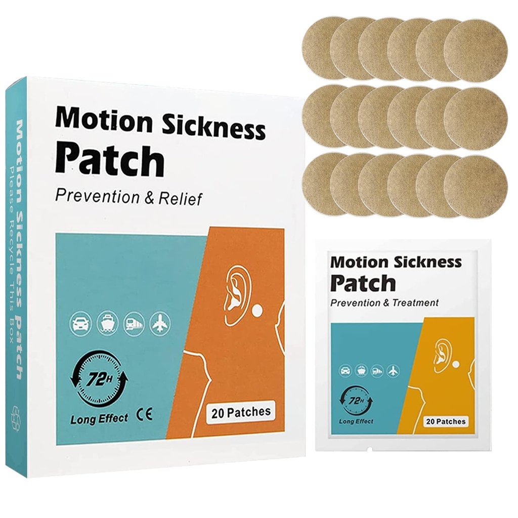 20 Count Motion Sickness Patches - Rapid Acting Relieves Amețeli de rău de mare și rău de mașină, Costum pentru mașini și plimbări cu barca, Cruise și Airplane Travel Patches