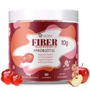 Fibră Gumries cu Probiotice,10G Fibră per Servire fără zahăr Adăugat aroma de mere, cu 10 miliarde CFU Probiotice Blend, Oțet de cidru de mere, Vitamina C, Inulin, Suport Bloating 90 Conte