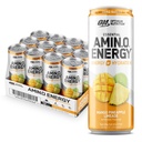 Optimum Nutrition Amino Energy Sparkling Hydration Drink, Electroliti, Cafeina, Amino Acids, BCAAs, Sugar Free, Mango Ananas Limeade, 12 Fl Oz, 12 Pack (Packaging May Vary)
