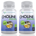 Choline Premium - 500 mg - 120 Capsule vegetale - Susţine sănătatea cognitivă, memoria şi mai mult - 2 ambalaje