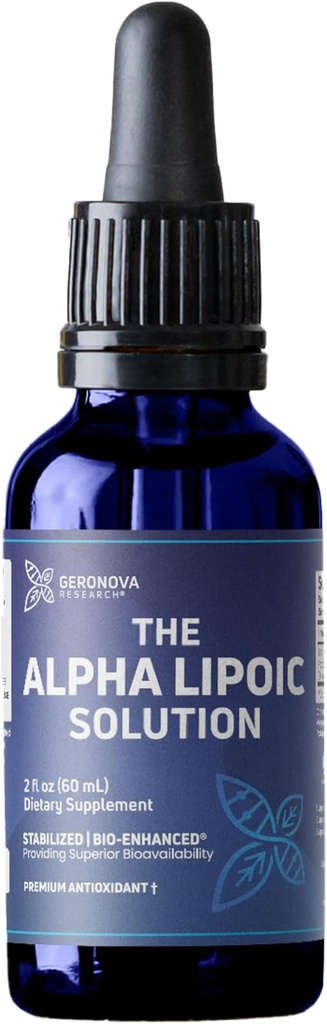 Geronova Cercetare Solutia Lipoica Alpha, 2 fl oz - 2 luni de aprovizionare - Bio-Enhanced Alpha Acid Lipoic lichid pentru biodisponibilitatea superioara - ALA Supliment cu absorbtie rapida