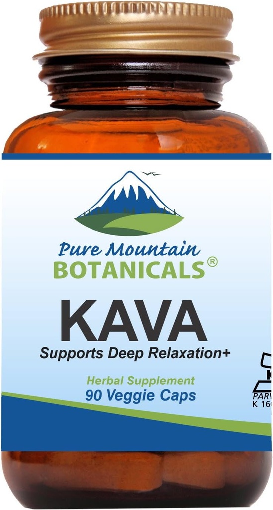 Capsule pure de munte botanica Kava Kava - 90 Kosher Vegan Capace cu 400mg Wild Vanuatu Kava extract de rădăcină