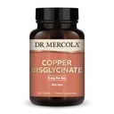 Dr. Mercola Copper Bisglicinat, 90 Servings (180 comprimate), Suplimente dietetice, 8 mg pe zi, Mini Tabs, Sprijină Sănătatea generală, Non OMG