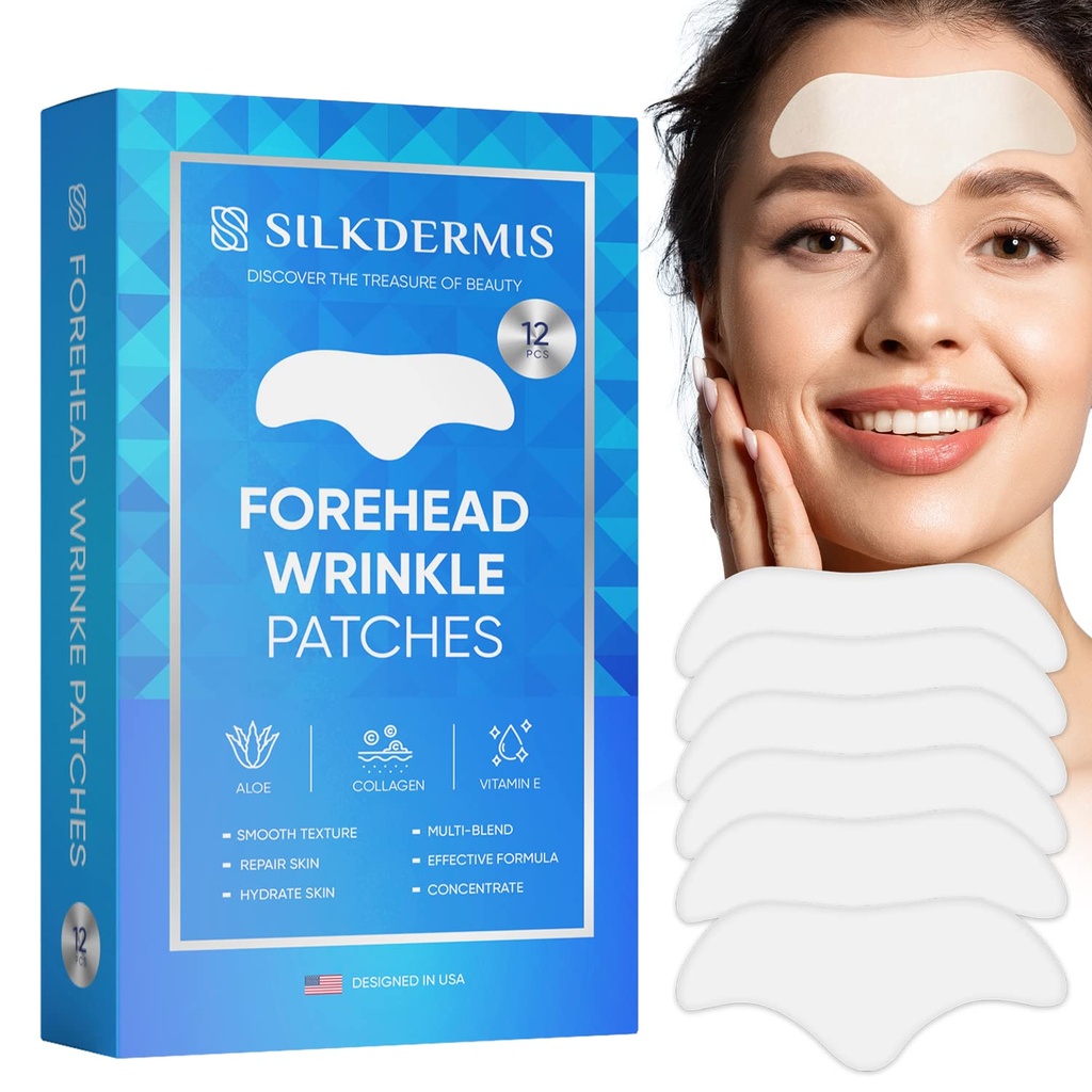 Patch-uri cu riduri antehead 12Pcs cu Aloe, Colagen, vitamina E, petice anti riduri, tratament cu riduri antebraț