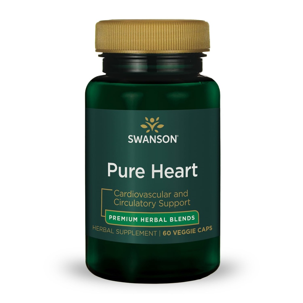 Swanson Pure Heart Circulator cardiovascular Health Antioxidant Resveratrol Tensiunea arterială Colesterol suport Suplimentul vegetal 60 Capsule vegetale (Veggie Caps) Vegan