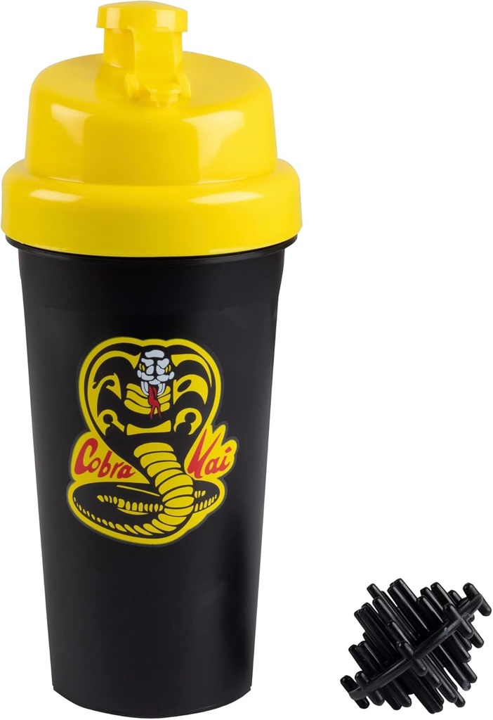 Karate Kid Cobra Kai 25oz Shaker Bottle w/Blender Mixer Ball - Măsurători de băutură, Fliptop, Leakproof Schew Lid-Blend Pulbere de proteine, Băuturi sportive, Shakes, Smoothies - Autorizat oficial