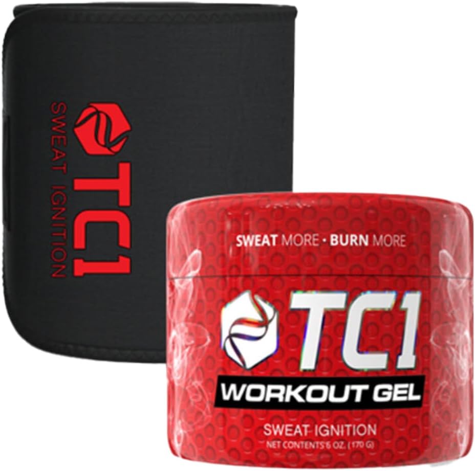 TC1 Sweat mai mult Bundle include centura de sudoare de dimensiuni regulate și transpirație topical Gel antrenament cu capsaicină
