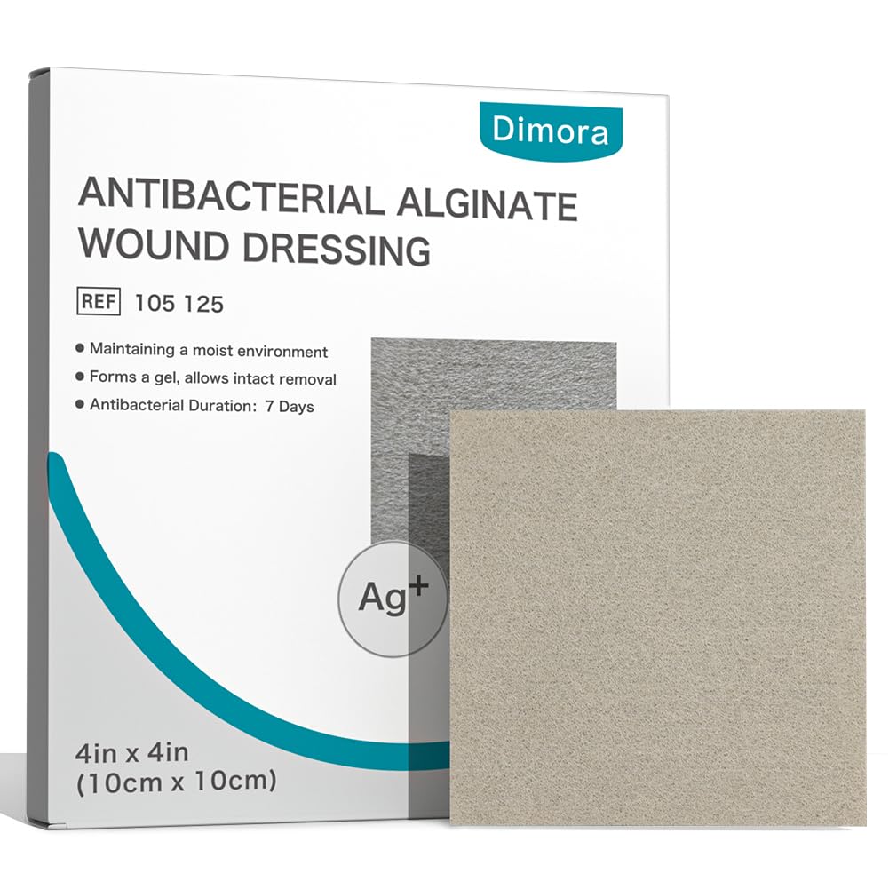 Dimora Upgrade Silver Calciu Alginate Wound Dressing -Antibacterian Non Stick Tiazze, Pad-uri de Bandaj Steril,4' x 4' Patches 5 Packs