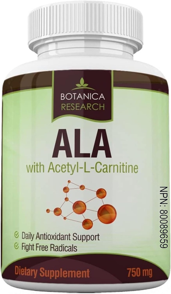 Alpha Acid lipoic cu acetil L Carnitină - ALA ALC Anti Aging Health & Wellness Formula pentru a sprijini sănătatea nervoasă, Tingling Feet, Hands, Limbs 60 Vitamin Complex capsule