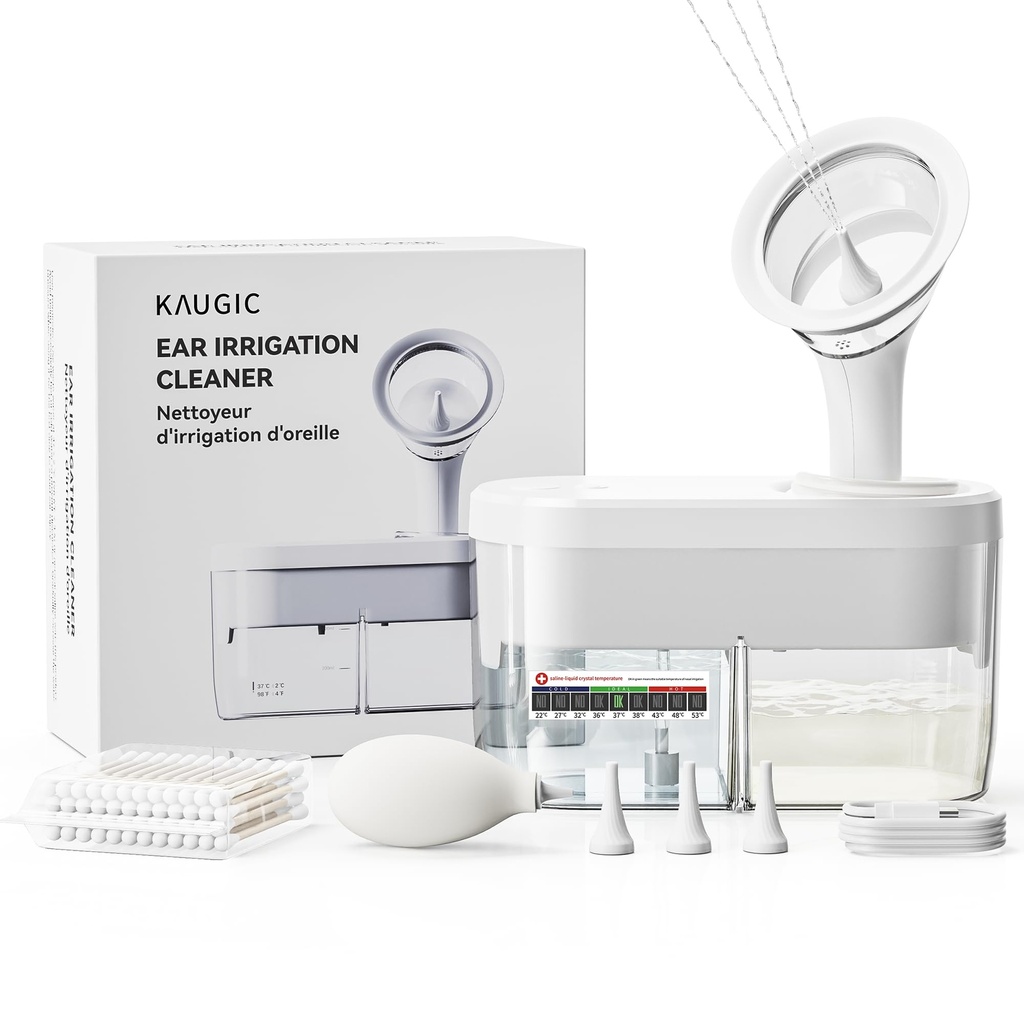 Kit pentru îndepărtarea urechii electrice - Sistem de irigare a urechii alimentat cu apă cu colectare de canalizare, 4 Moduri curate, Safe & Eficient, 3 Sfaturi ureche pentru adulți