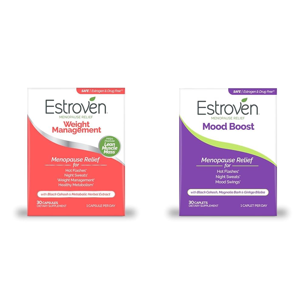 Managementul greutăţii Estroven pentru menopauza Relief - 30 CT & Mood Boost pentru menopauza Relief - 30 Ct. - Ingrediente dovedite clinic