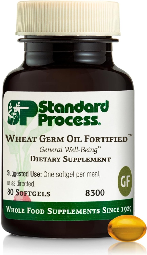 Proces standard de grâu Germ ulei fortificat - Supplement de sprijin imunitar pentru a ajuta activitatea antioxidant - Gluten-Free, non-Dairy & non-Soy - 80 Softgels (80 Servings)