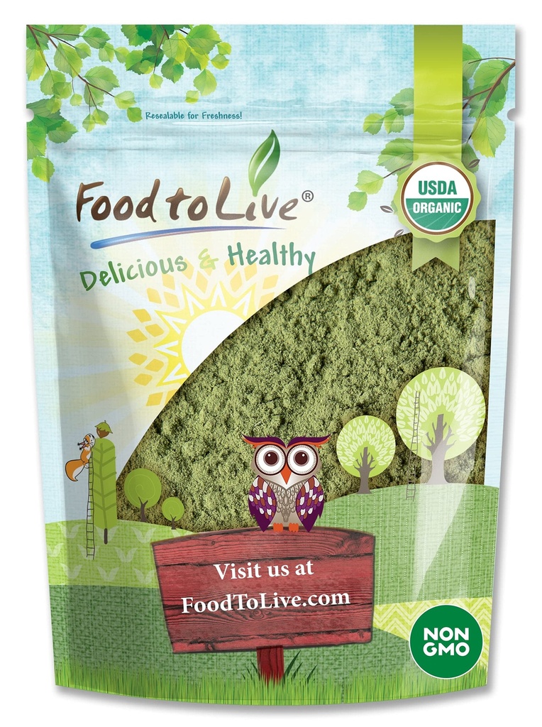 Hrană pentru a trăi organic Alfalfa Powder, 1.5 Lire - non-GMO, frunze crude uscate întreg tineri, Vegan, mare pentru gătit, sucuri, smoothies, Shakes, ceai, și băuturi. O sursă bună de fibre şi proteine dietetice