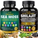 Bualle Sea Moss și Shilajit Bundle-Sea Moss 300mg, Black Seed Oil 100mg,Ashwagandha 50mg,Ginger & Shilaj 300mg,Rhodiola Rosea 100mg,Panax Ginseng 50mg,Toate în 1 Suplimente-SUA Made(2 Pack)