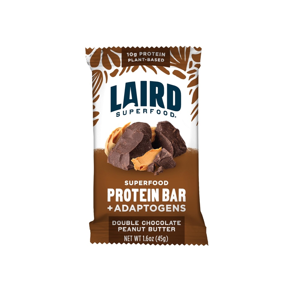 Laird Superfood Superfood Proteine Bar, Proteine Bar, dar mai bine cu ingrediente reale, Ciuperci functionale 10g Proteină pe bază de plante, 6g Fibră, Unt de arahide de ciocolată dublă, 10 Conte (Pachet de 1)