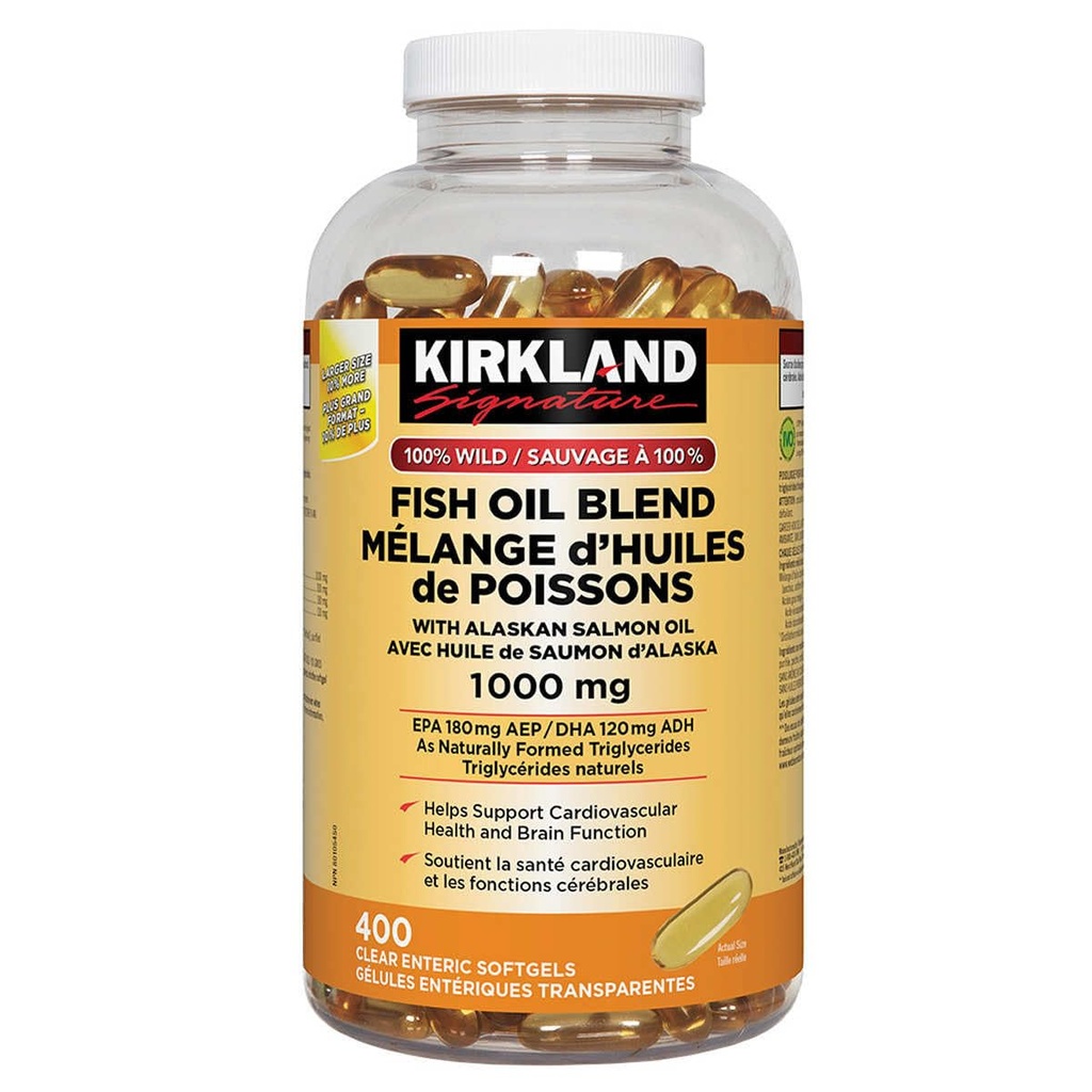 Costco Companii Inc. Kirkland Semnătura 100% ulei de pește sălbatic amestec cu ulei de somon Alaska, 1000mg, 400 Softgels