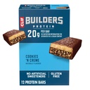 CLIF BUILDERs Baruri de proteine - cookie-uri 'n Cream Flavor - 20g Proteină pe bază de plante - Gluten gratuit - non-GMO - Glycemic scăzut - Fără îndulcitoare artificiale - 2.4 oz. (12 ambalaj)