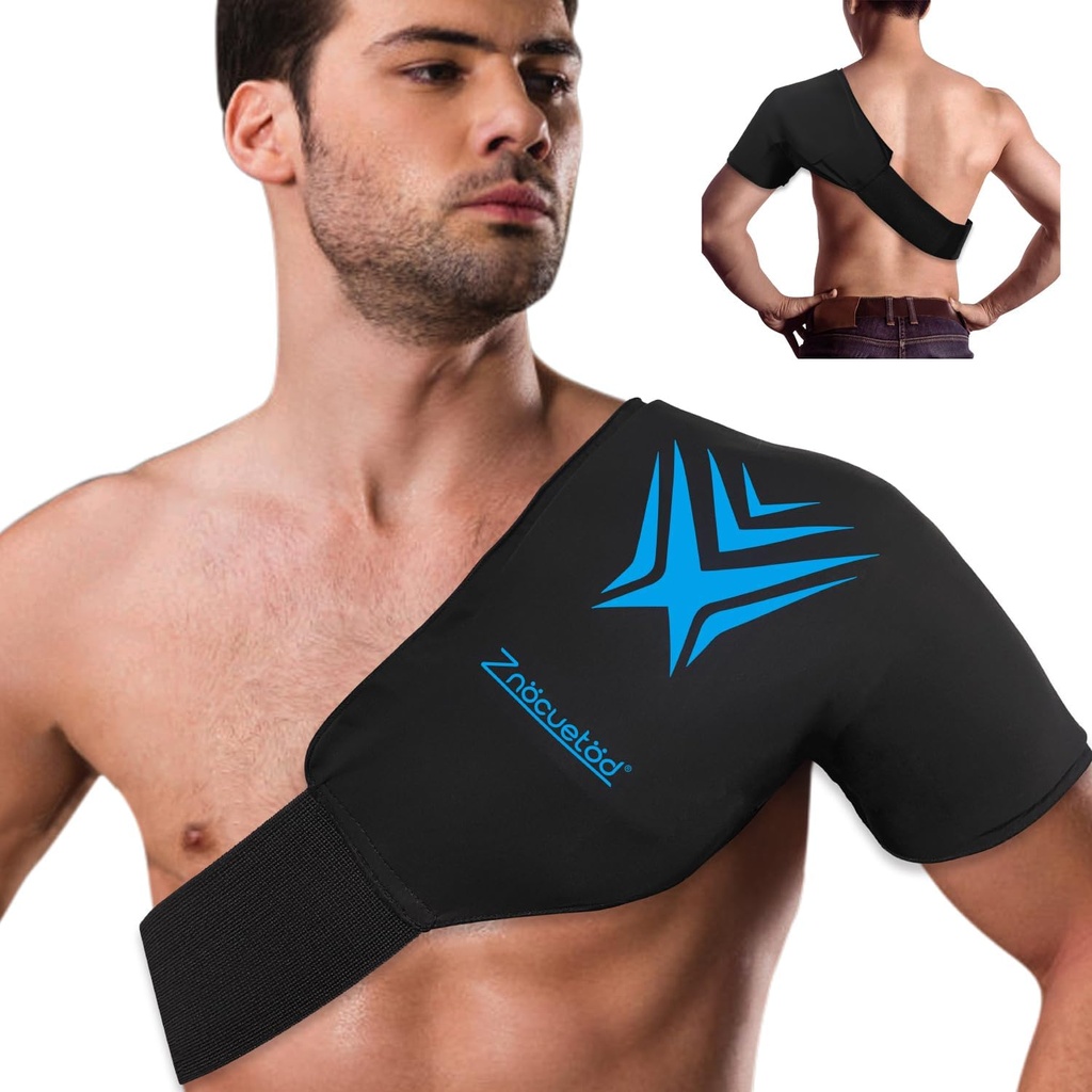 Umăr pachet de gheață Rotator Cuff terapie rece Reutilizabil flexibil Gel rece ambalaj de compresie Wrap pentru leziuni Durere Relief & Tenditis, recuperare după chirurgie umăr, Umflare (negru)