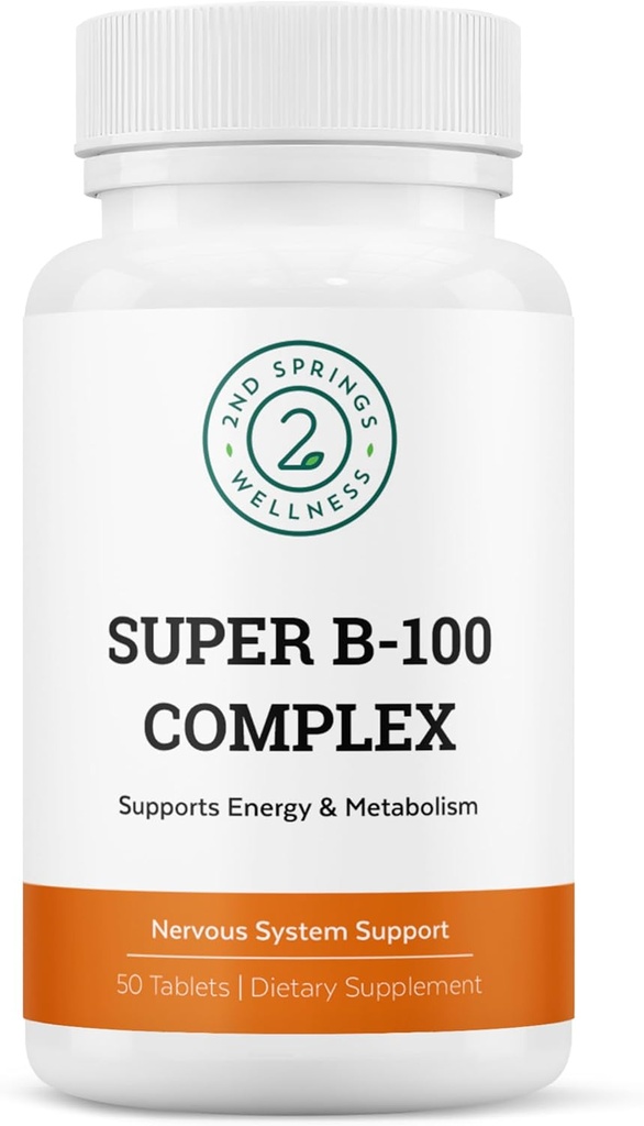 Complexul Super B-100 - Complex de vitamine B de mare potenta cu B-6, B-12, Folate, Niacin, Biotin, Choline, Inositol si PABA pentru energie, Metabolizare, Brain si Suport Nervi