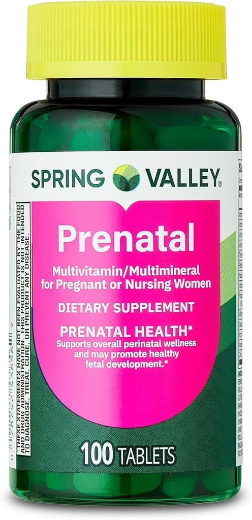 Valea de primăvară Multivitamine prenatale / Multimineral pentru femeile gravide și asistente medicale suplimente alimentare, 100 Conte - Look nou
