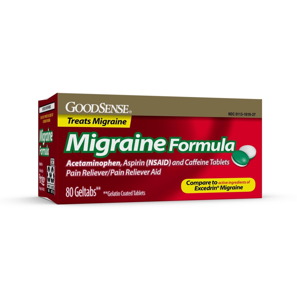 GoodSense Migrene Relief Geltabs, Acetaminofen, Aspirina (AINS) și Cafeina, 80 Conte