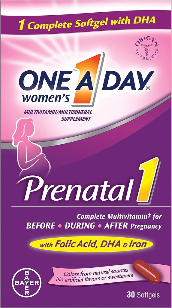 1-A-Day Prenatal 1 cu DHA & Acid folic Softgels, 30 ea (Pachet de 6)