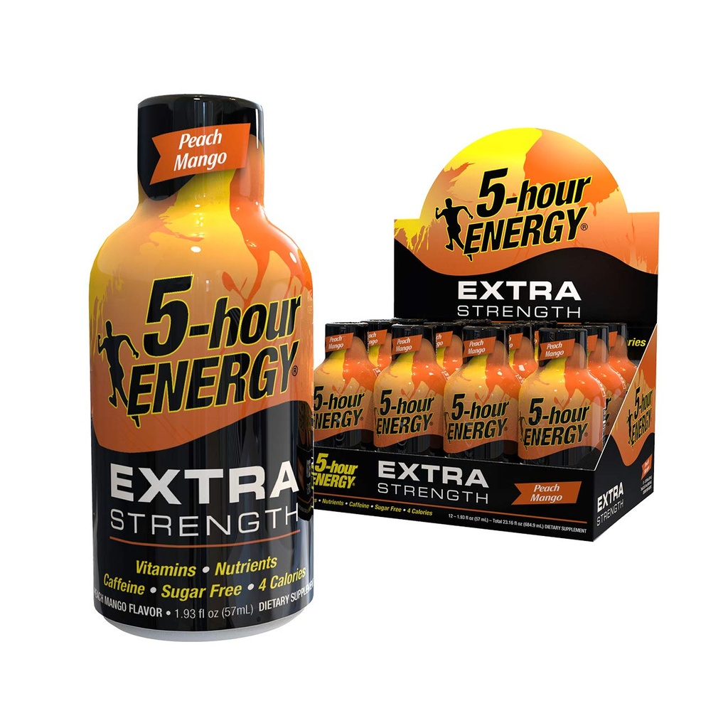 5 ore de energie Shot, Extra Putere, Peach Mango, 1.93 Ounce,12 Conte