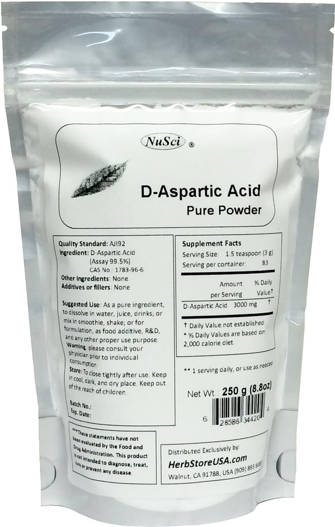 Pure D-acid aspartic (DAA) Pulbere AJI standard de calitate (250 grame (8,8 oz)))