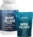 CORREXIKO Marine Colagen pulbere Supliment nearomat - 1kg & 5oz Bundle - 10.000 mg dublu hidrolizat Colagen Peptides per servire - Formulat pentru absorbtie maxima - par, piele si unghii