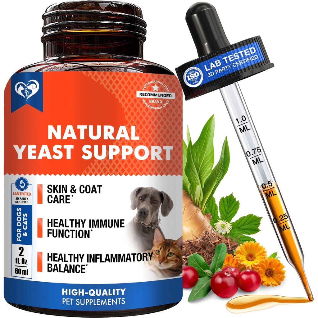 Pisici naturale și câini Infecție duri Tratament anti mâncărime - mâncărime urechi, piele & alergie Simptome Relief - Reduce inflamație și calmează iritație - Herbal Medicine supliment picături
