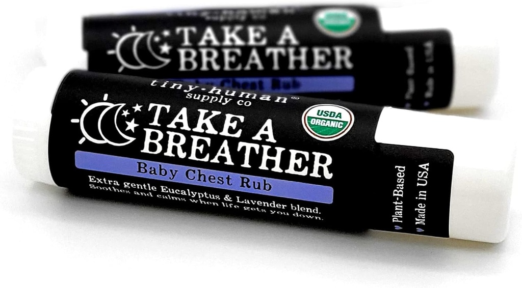 Organic Take A Breaker Baby Chest Rub Stick 2pk, 100% Natural, Soothing Lavender & Eucalipt, Petrol gratuit, Cruzime gratuit