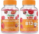 Suport imun durabil Copii + Vitamina B12 Copii, Gume Bundle - mare Tasting, Supliment de vitamine, Gluten gratuit, OMG gratuit, Gummy masticabil