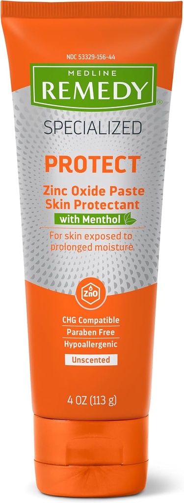 Medline Remedy Lipi de oxid de zinc specializat cu mentol (4 oz Tube), Nesolicitat, Calamine, Incontinenta Ingrijire, Diaper Eruptii cutanate, Protectia Umeditatii, Hipoalergic, Paraben Free, Adulti, Soothing