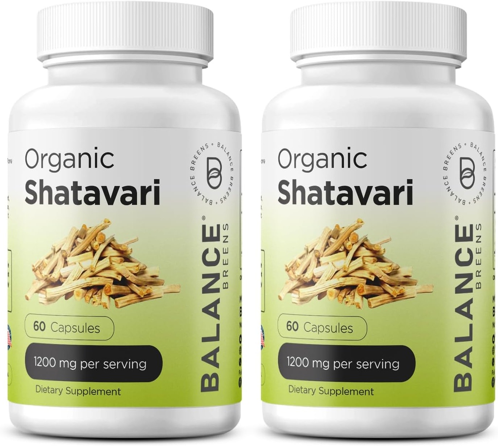 Organic Shatavari 1200mg, 60 capsule - Alăptarea Support Vitamine, Echilibrul hormonal pentru femei, Sparanghel Racemosus Root