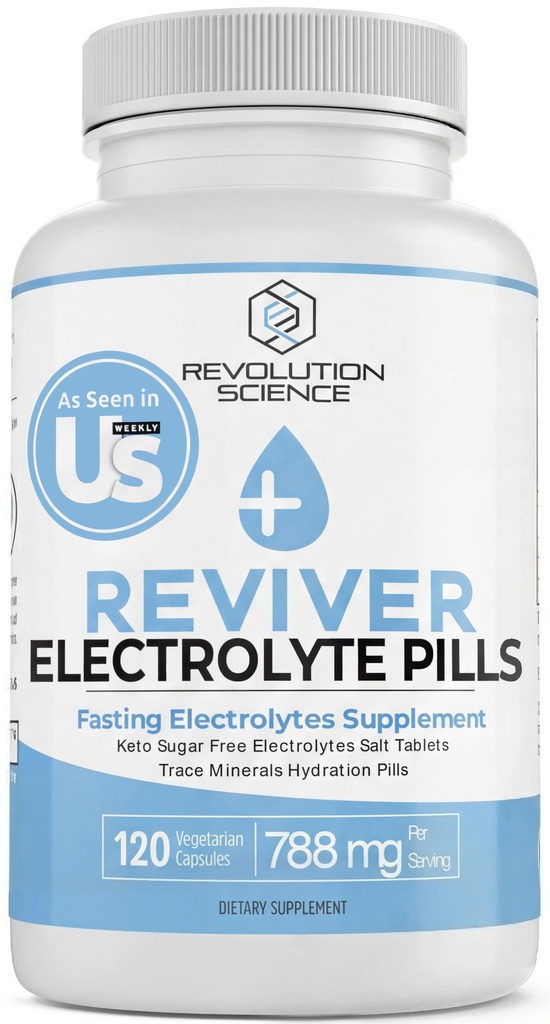 REVIVER Pastile de absorbţie superioară Electrolit - Tablete de sare pentru runners & Fasting Electrolits Supliment, Pastile de sare fără zahăr pentru hidratare, apărare cramp, Keto suport 120, Electrolit capsule